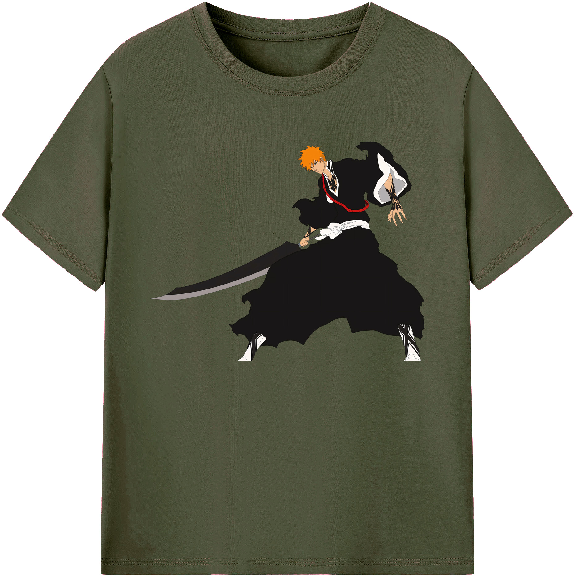 （画像用） ブリーチ 黒崎一護（くろさき いちご）BLEACH Kurosaki Ichigo 綿100％ メンズ半袖Tシャツ｜肌触りやわらか＆通気性